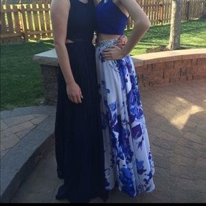 Blue Lace 2Piece Prom Dress